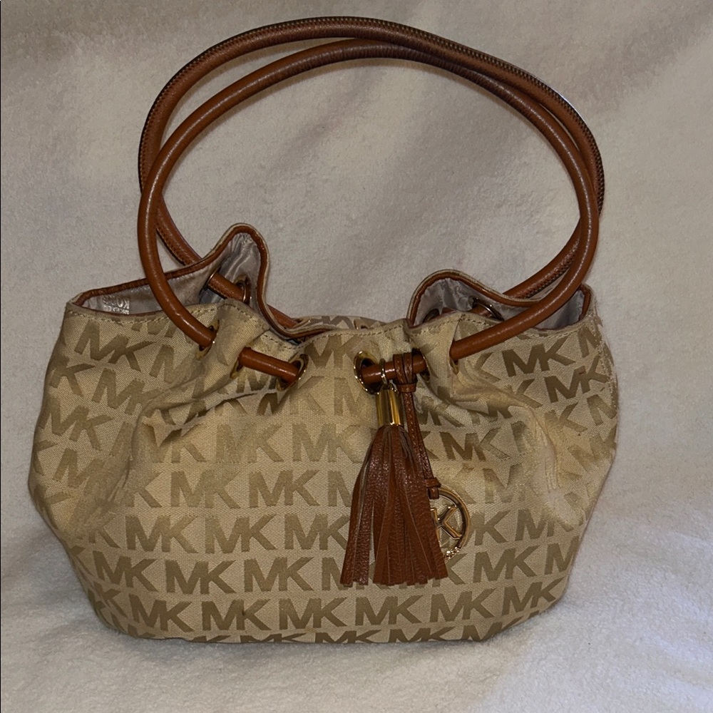 Michael Kors Beige and Brown Shoulder Bag
